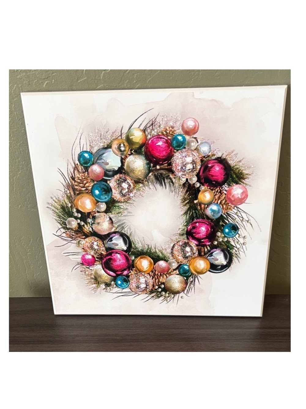 Pier‎ 1 Pastel Decorated Holiday Wreath Picture NWOT